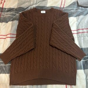Aritzia brown cable knit sweater
